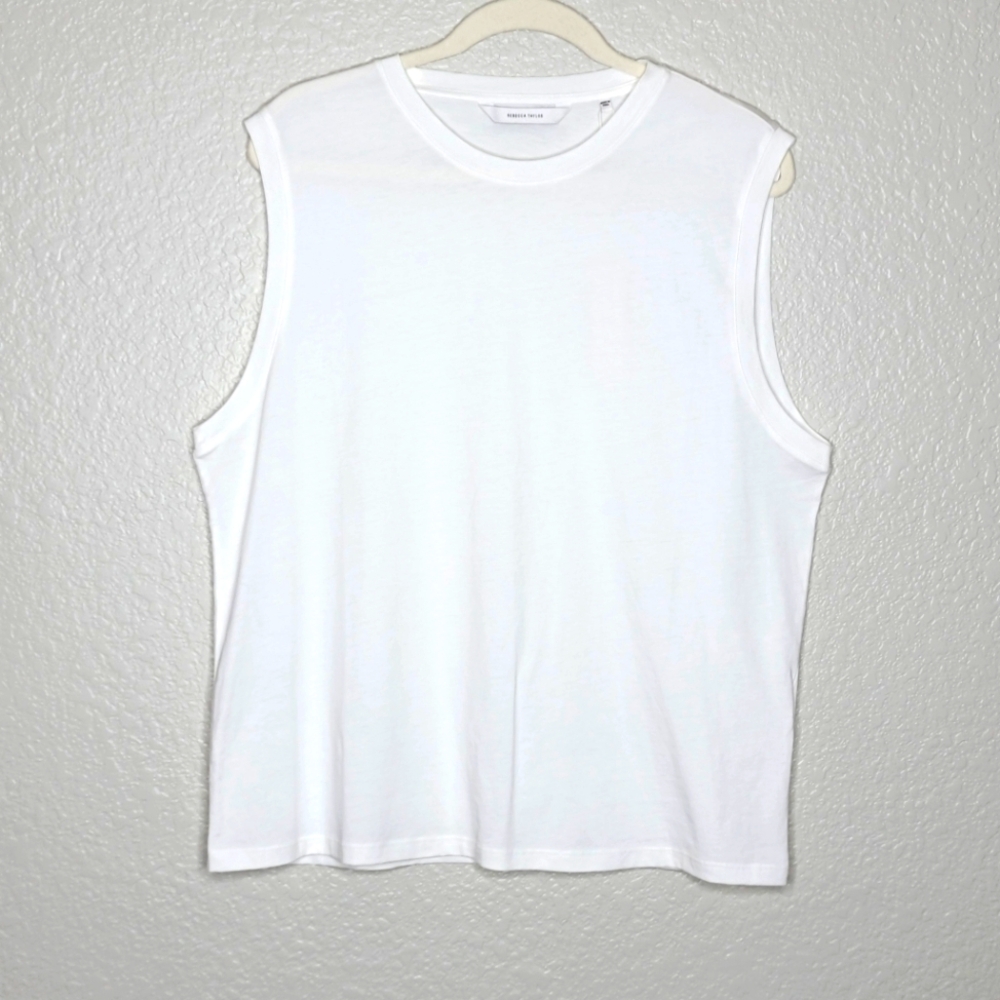 Rebecca Taylor Womens White Sleeveless Muscle Tank Size XL